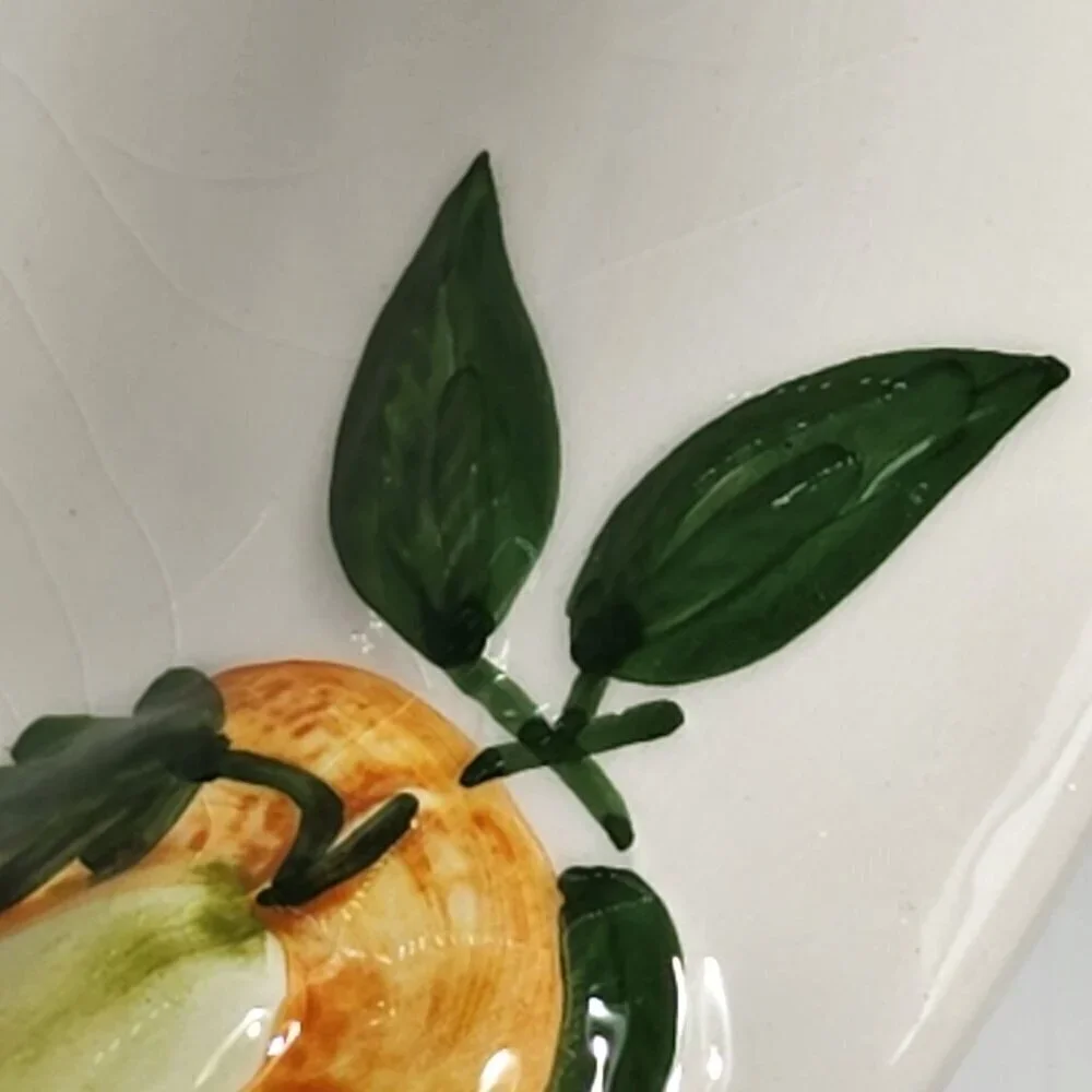 RC Real Ceramica Portugal Fruit Bowl Vibrant Strawberries Peaches Leaves Vintage